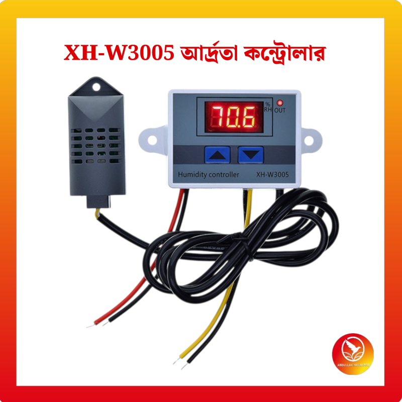 XH-W3005 হল একটি ডিজিটাল হাইগ্রোমিটার / আর্দ্রতা নিয়ন্ত্রণ সুইচ। এটি বর্তমান আপেক্ষিক আর্দ্রতা (RH) পড়ে এবং RH এর উপর নির্ভর করে লোড (হিউমিডিফায়ার, ডিহিউমিডিফায়ার, ফ্যান ইত্যাদি) চালু বা বন্ধ করতে