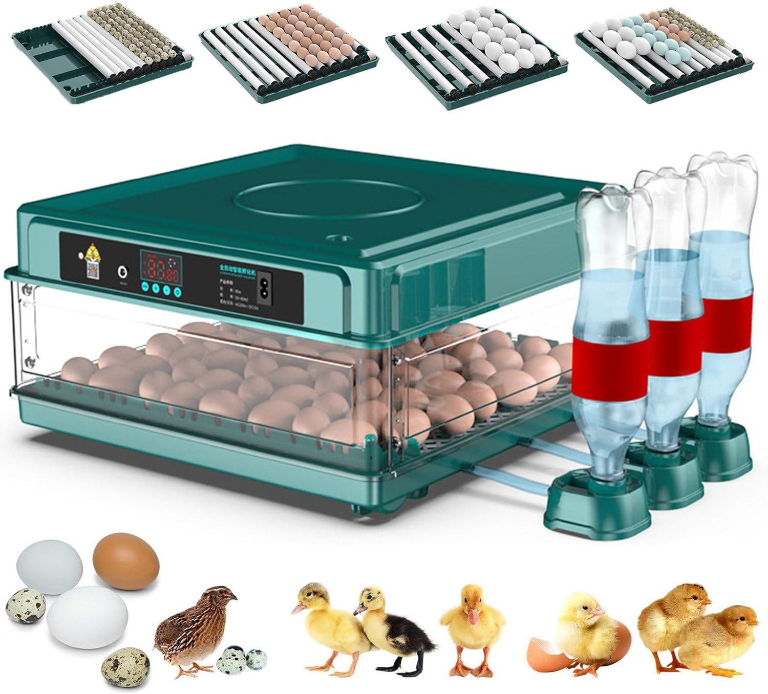 Egg Automatic Incubator ডিমের স্বয়ংক্রিয় ইনকিউবেটর ৯৮-১২৮ টি ডিম ফুটানোর জন্য স্বয়ংক্রিয় বুদ্ধিমান ইনকিউবেটর, মুরগি হাঁস হাঁস কোয়েল পাখি কবুতরের জন্য হাঁস-মুরগির বাচ্চা ফুটানোর মেশিন