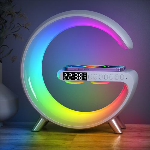 5IN1 Smart wireless Charger Table Lamp Bluetooth Speaker Alarm Clock RGB Colorful Atmosphere Lights